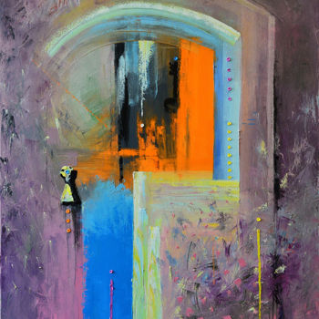 Schilderij getiteld "The door to Sotheby…" door Vadim Stolyarov, Origineel Kunstwerk, Olie
