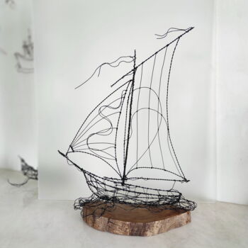 Escultura titulada "Wire sculpture of a…" por Vadim Studenov, Obra de arte original, Metales