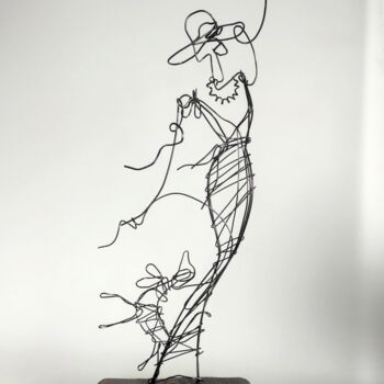 Sculpture intitulée "The lady plays with…" par Vadim Studenov, Œuvre d'art originale, Métaux
