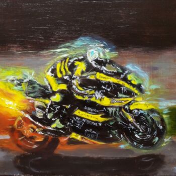 Malerei mit dem Titel "Sportbike racer" von Vadim Zdesenko (Vazdart), Original-Kunstwerk, Öl