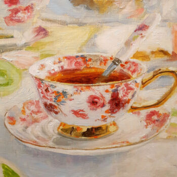 绘画 标题为“Tea cup #3” 由Vadim Zdesenko (Vazdart), 原创艺术品, 油