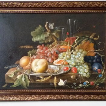 Painting titled "Вкусный натюрморт (…" by Sergei An, Original Artwork, Oil