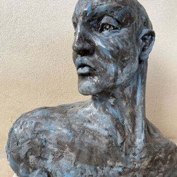 Scultura intitolato "Homme bleu" da Veronique Andruet (vad), Opera d'arte originale, Terracotta
