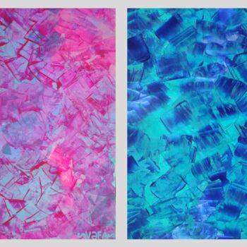 Painting titled ""Pink & Blue" Dipty…" by Vafa Majidli, Original Artwork, Acrylic