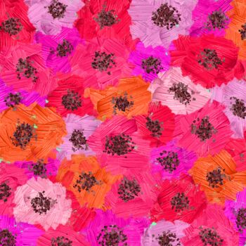 Printmaking titled "Colorful Poppies 3…" by Vafa Majidli, Original Artwork, Digital Print