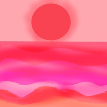 Printmaking titled "Red Sunset- Print" by Vafa Majidli, Original Artwork, Digital Print