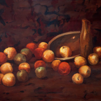 Painting titled "apples" by Vafa, Original Artwork, Oil