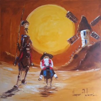 Painting titled "Don Quijote" by Vagner Autuori, Original Artwork, Oil