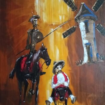 Malerei mit dem Titel "Don Quijote e Sanch…" von Vagner Autuori, Original-Kunstwerk, Öl