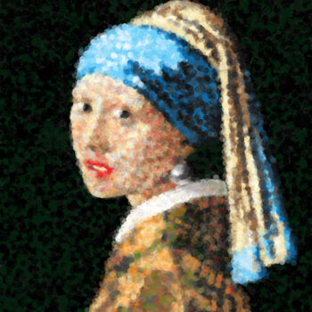 Artes digitais intitulada "Girl with a Pearl E…" por Vai Chi Leong, Obras de arte originais, Pintura digital