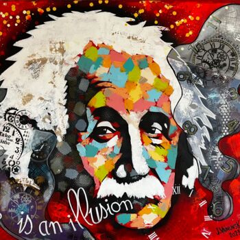 Peinture intitulée "Einstein, ''time is…" par Vainunska Jacques, Œuvre d'art originale, Acrylique Monté sur Châssis en bois