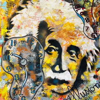 Painting titled "EINSTEIN.''Time is…" by Vainunska Jacques, Original Artwork, Acrylic