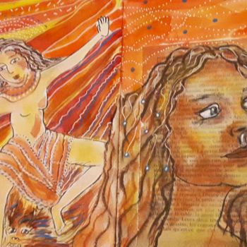 Schilderij getiteld "page-6 carnet d'art…" door Valerie Nunes, Origineel Kunstwerk