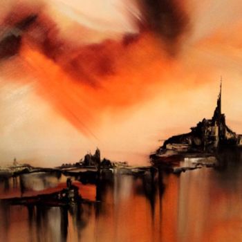 Malerei mit dem Titel "Mont Saint Michel" von Valerie Nunes, Original-Kunstwerk, Öl