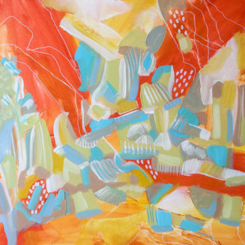 Malerei mit dem Titel "terrasse d'été" von Valerie Nunes, Original-Kunstwerk, Acryl