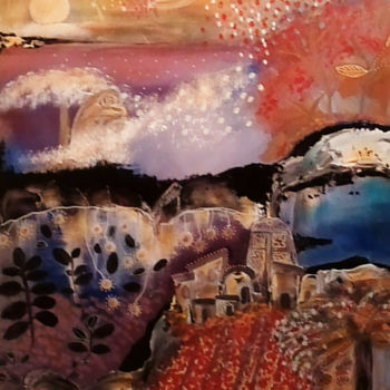 Peinture intitulée "Hameau perdu sous l…" par Valerie Nunes, Œuvre d'art originale, Acrylique