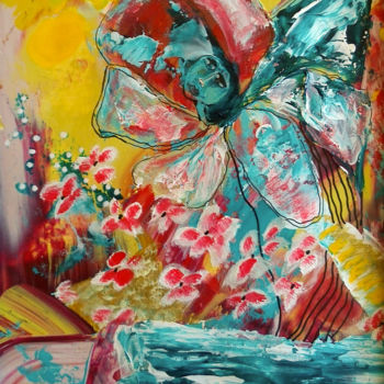 Painting titled "Belle fleur" by Valerie Nunes, Original Artwork, Acrylic