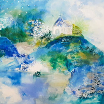 Peinture intitulée "La chapelle bleue" par Valerie Nunes, Œuvre d'art originale, Acrylique