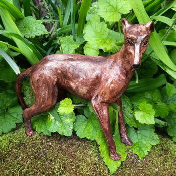 Sculpture titled "LE WHIPPET" by Valerie Perron, Original Artwork, Clay