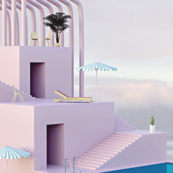 Digitale Kunst mit dem Titel "Futuristic hotel" von Val Thoermer, Original-Kunstwerk, 3D Modellierung