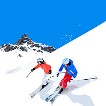 Artes digitais intitulada "Ski driver" por Val Thoermer, Obras de arte originais, Trabalho Digital 2D