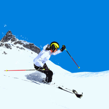 Digitale Kunst mit dem Titel "female ski driver" von Val Thoermer, Original-Kunstwerk, 2D digitale Arbeit