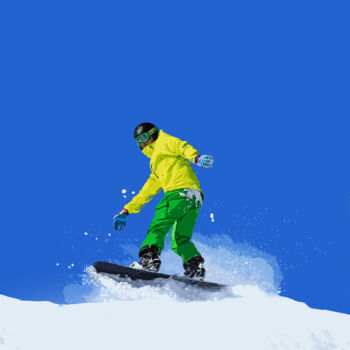 Arte digital titulada "Snowboarder" por Val Thoermer, Obra de arte original, Trabajo Digital 2D