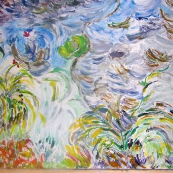 Painting titled "Impressions florales" by Valbrun, Original Artwork, Oil