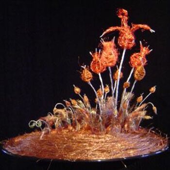 Sculpture titled "Filenfleurs" by Entournilleuse, Original Artwork, Metals