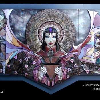 Scultura intitolato "HIERATIS STARGATE -…" da Valdif, Opera d'arte originale, Ceramica Montato su Pannello di legno