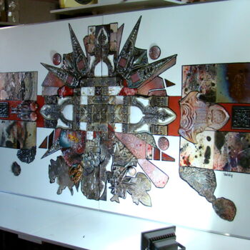 Sculpture titled "ARABIC STAR" by Valdif, Original Artwork, Ceramics Mounted on Wood Panel