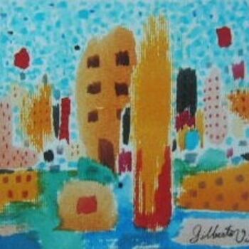 Painting titled "Paper city" by Gilvillelas, Original Artwork