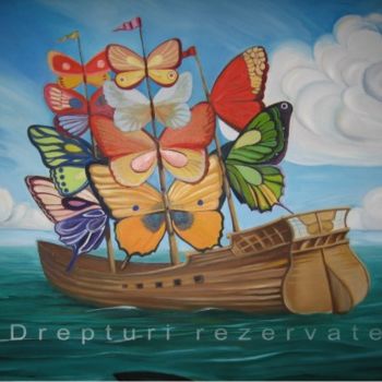 Painting titled "Butterflyes" by Tatiana Cernetchi, Original Artwork, Oil