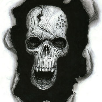 Dibujo titulada "Crâne" por Valentine Fasquel, Obra de arte original
