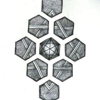 Dessin intitulée "Geometrique" par Valentine Fasquel, Œuvre d'art originale