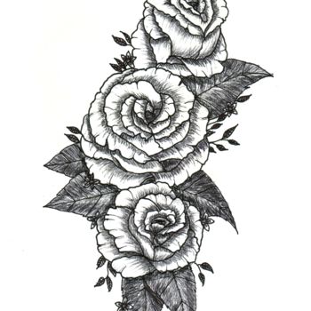 Dessin intitulée "Roses" par Valentine Fasquel, Œuvre d'art originale