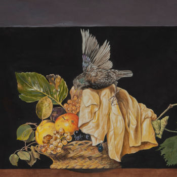 Pittura intitolato "furto in casa merisi" da Valentino Camiletti, Opera d'arte originale, Tempera