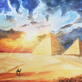 Painting titled "Orient Star" by Valente, Original Artwork, Watercolor