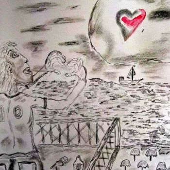 Drawing titled "souffle d amour" by Valentin Denninger, Original Artwork, Pencil