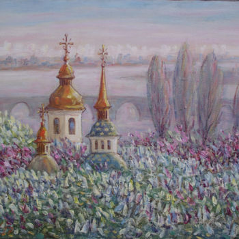 Painting titled "Монастырь Выдубичи." by Valentin Negresko, Original Artwork, Oil