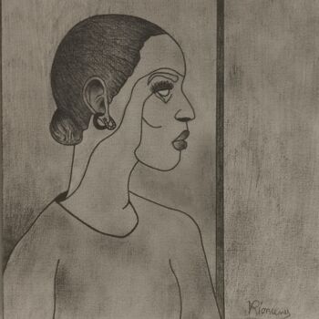 Rysunek zatytułowany „Profil de femme” autorstwa Valentin Rionceny, Oryginalna praca, Ołówek