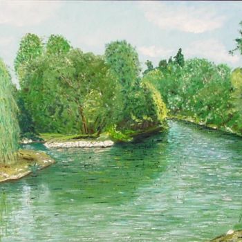 Ζωγραφική με τίτλο "La Charente à Touhé…" από Bernard Valentin, Αυθεντικά έργα τέχνης