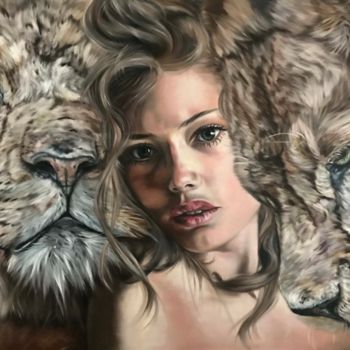 Malerei mit dem Titel "Queen of the Lions" von Valentina Andrees, Original-Kunstwerk, Öl