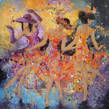 Painting titled "dancers" by Valentina Audariene, Original Artwork, Oil