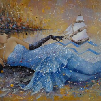 Peinture intitulée "marine fantasy" par Valentina Audariene, Œuvre d'art originale, Huile