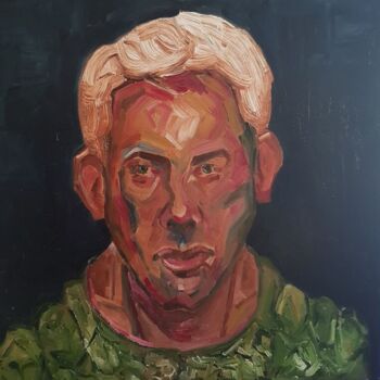 Malerei mit dem Titel "Portrait of a man" von Valentina Baicuianu, Original-Kunstwerk, Öl