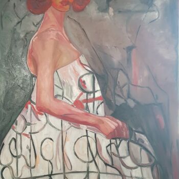 Painting titled "The dress" by Valentina Baicuianu, Original Artwork, Oil