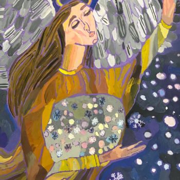 "Christmas Angel" başlıklı Tablo Valentina Budarina tarafından, Orijinal sanat, Guaş boya