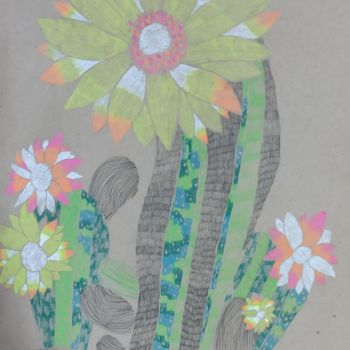 Pintura intitulada "Cactus" por Valentina Budarina, Obras de arte originais, Caneta de gel