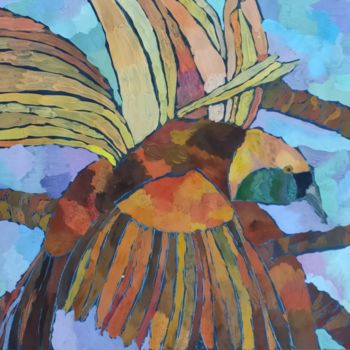 Painting titled "bird of paradise" by Valentina Budarina, Original Artwork, Gouache